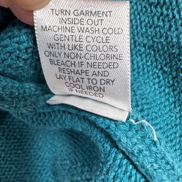 Christopher Bank Women L Teal Snowflake Fair Isle Pullover Sweater Nordic Scandi - Picture 5 of 9